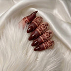 Henna Dipper Kit - Maroon Henna Dipper | Instant Henna Dipper Set with Finger Mehndi Stickers SN-272