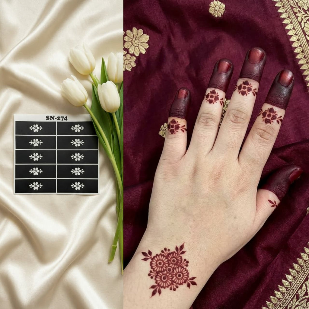 Finger Henna Sticker Sheet Price 340 | Finger Mehndi Sticker SN-274