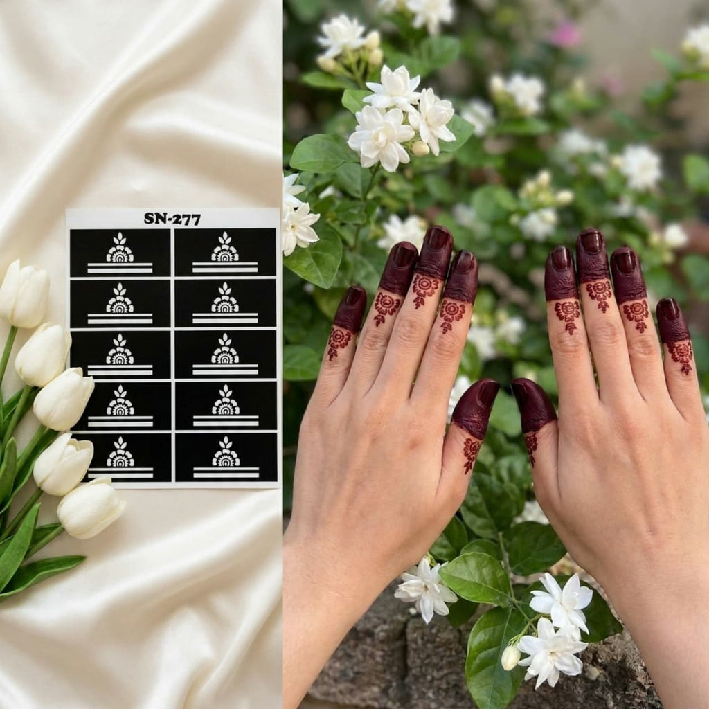 Henna Dipper Kit - Maroon Henna Dipper | Instant Henna Dipper Set with Finger Mehndi Stickers SN-277