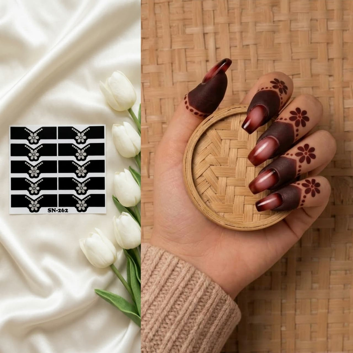 Henna Dipper Kit - Maroon Henna Dipper | Instant Henna Dipper Set with Finger Mehndi Stickers SN-262