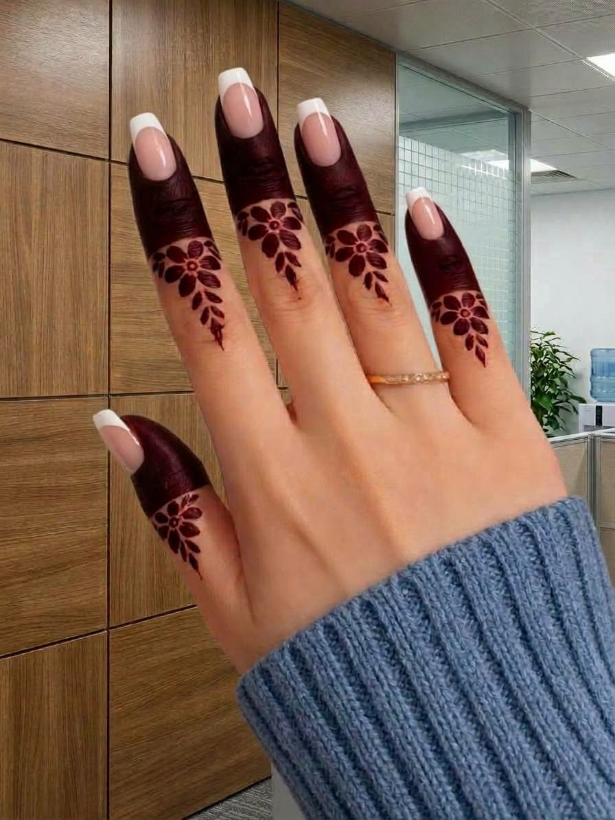 Henna Dipper Kit - Maroon Henna Dipper | Instant Henna Dipper Set with Finger Mehndi Stickers SN-269