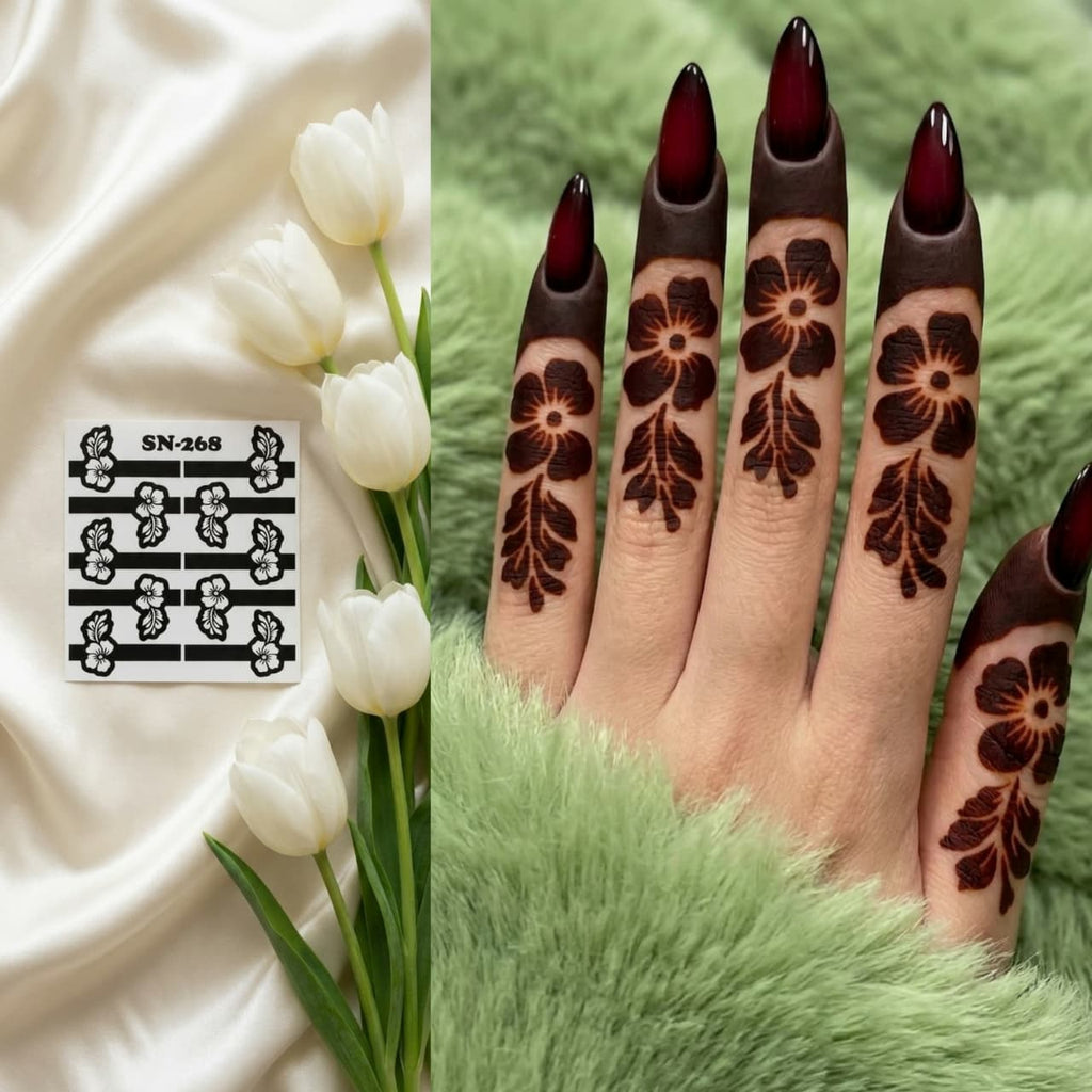 Finger Henna Sticker Sheet Price 340 | Finger Mehndi Sticker SN-268
