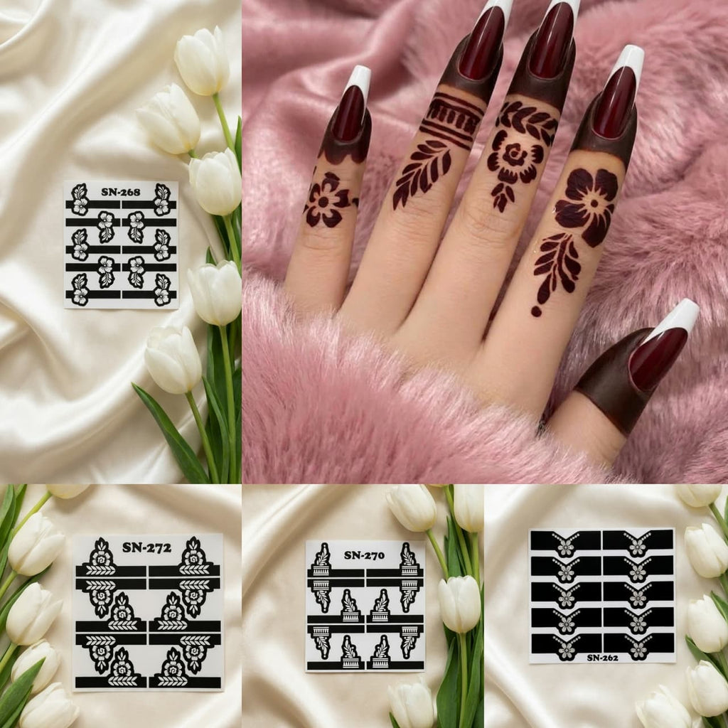 Finger Henna Sticker Sheet Price 340 | Finger Mehndi Sticker SN-269