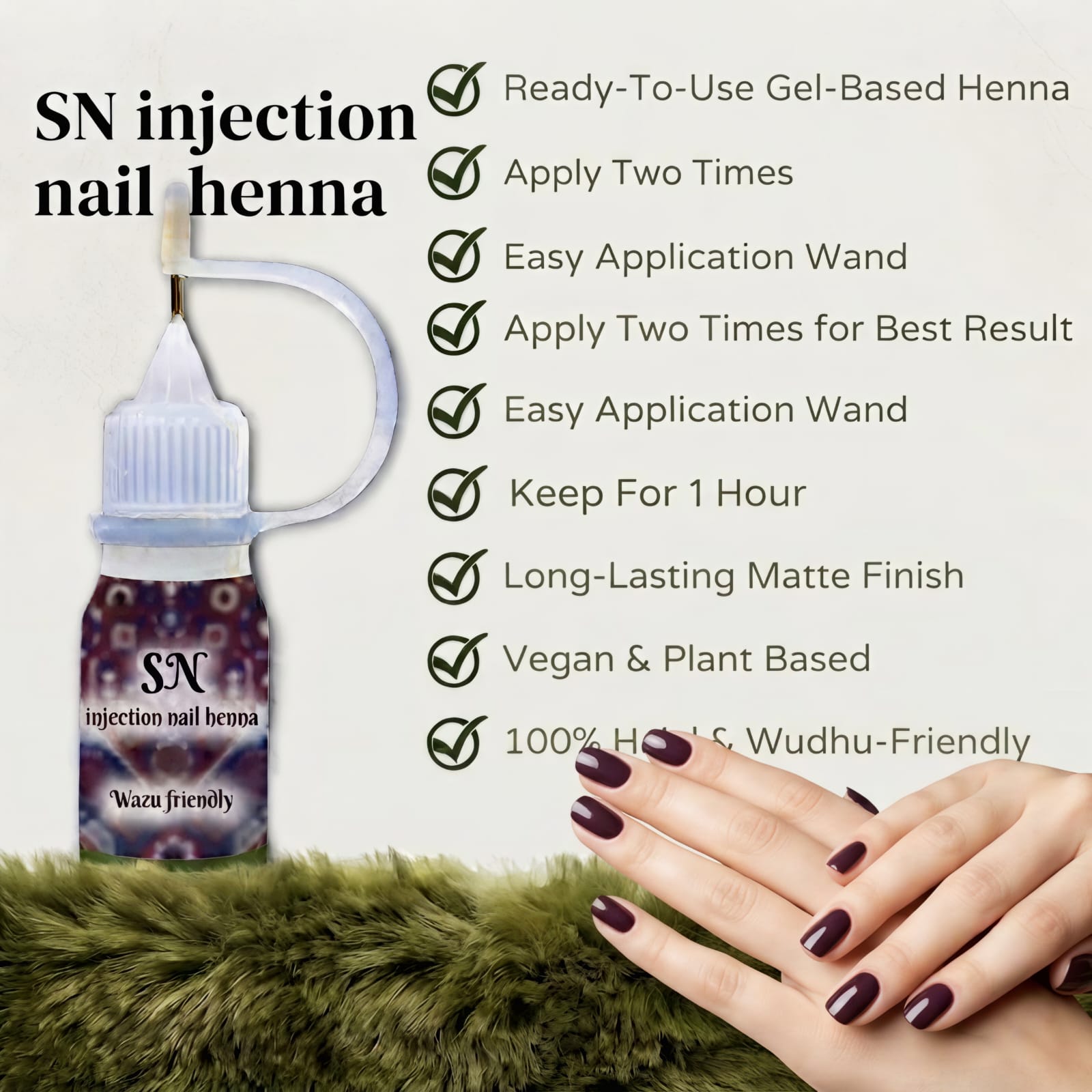 SN Injection Nail Henna Pen - Easy Apply, Halal & Vegan Nail Tint widhu friendly