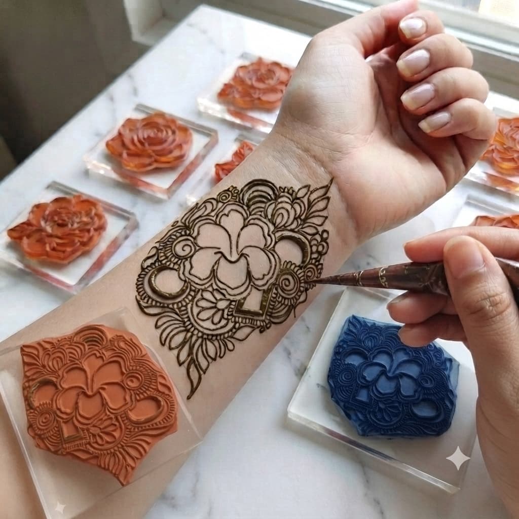 HENNA STAMPS for beginners / just press and trace method reuseable lifetime ST-09