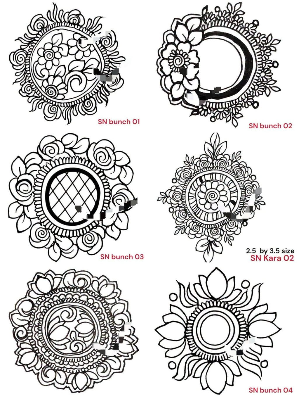 HENNA STAMPS for beginners / just press and trace method reuseable lifetime ST-04