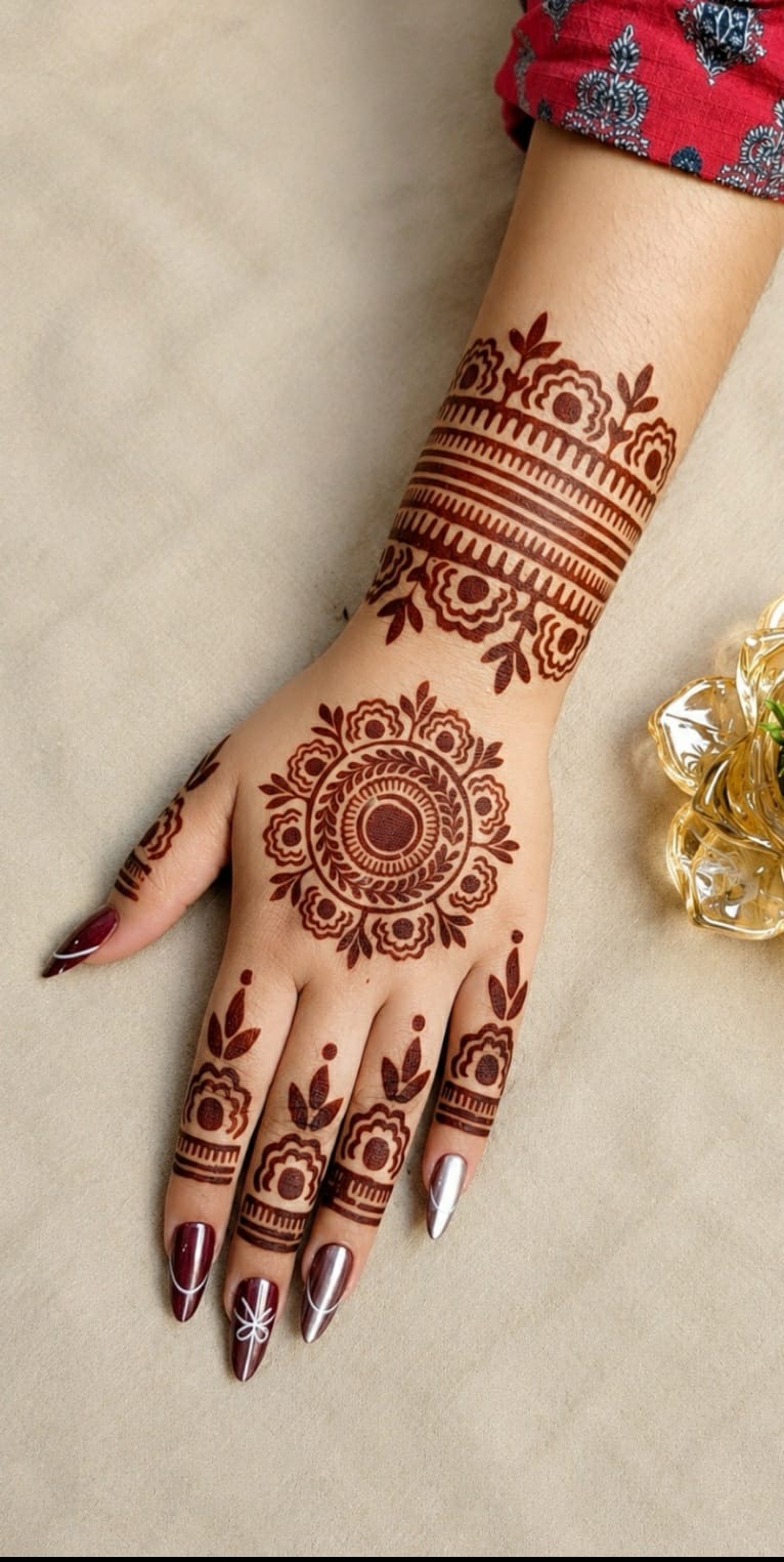 NEW MEHENDI STICKER / Henna stencils SN-247 With Double Bracelet