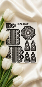 NEW MEHENDI STICKER / Henna stencils SN-247 With Double Bracelet
