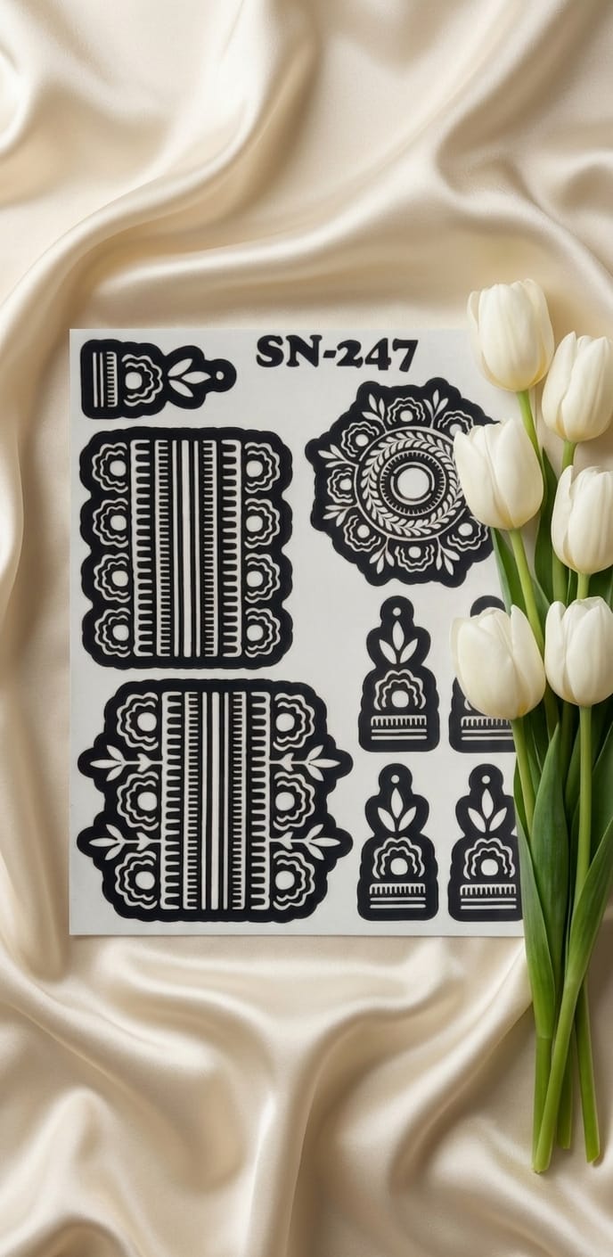 NEW MEHENDI STICKER / Henna stencils SN-247 With Double Bracelet