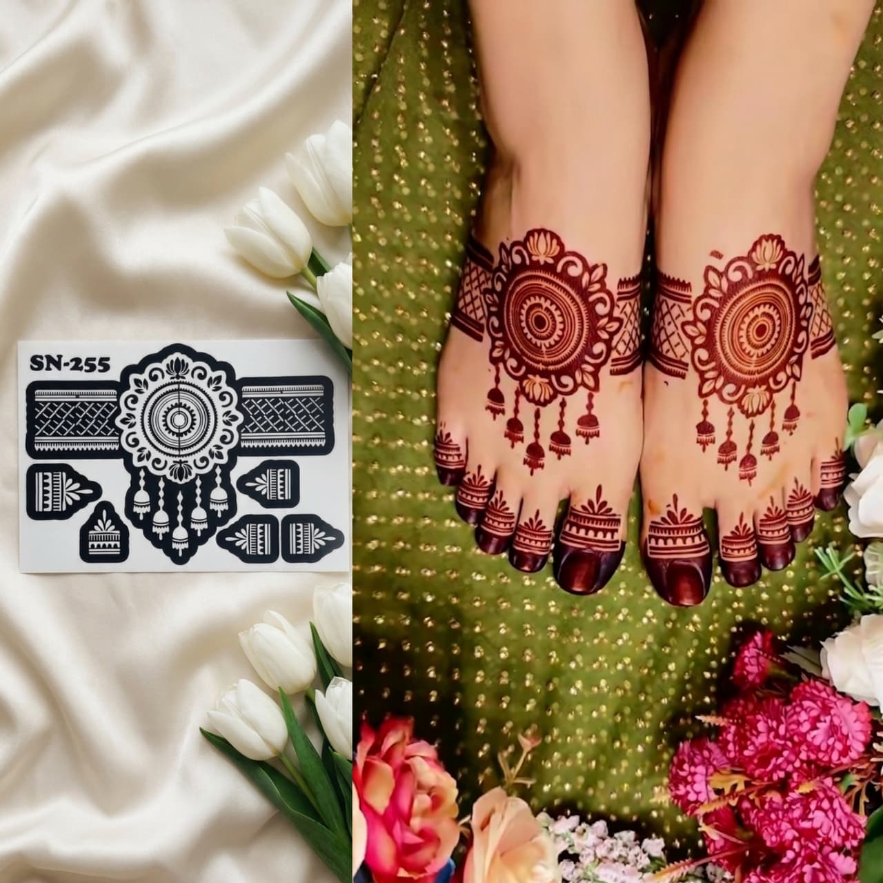 Most Viral Feet MEHENDI STICKER / Henna stencils  SN-255 Pair