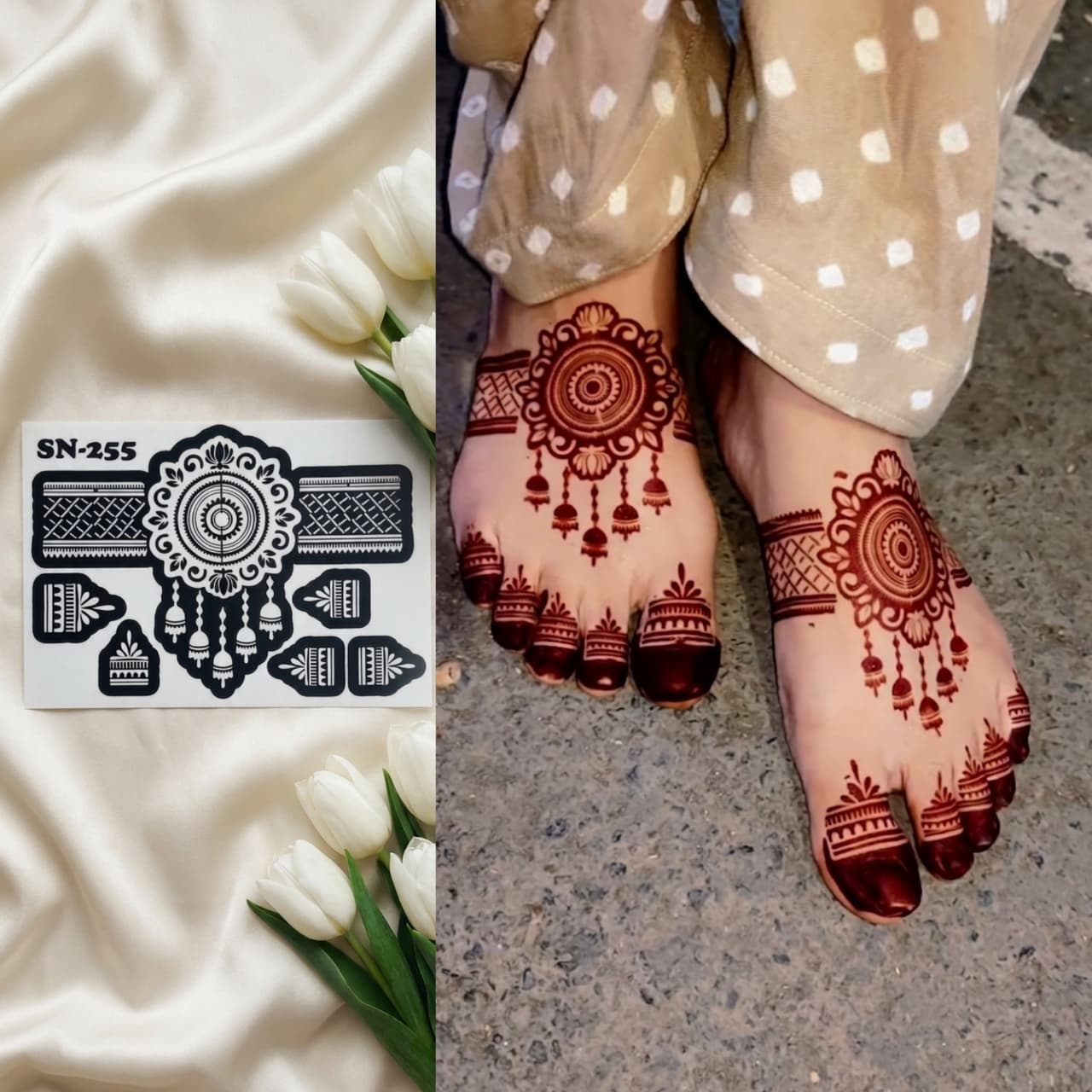 Most Viral Feet MEHENDI STICKER / Henna stencils  SN-255 Pair
