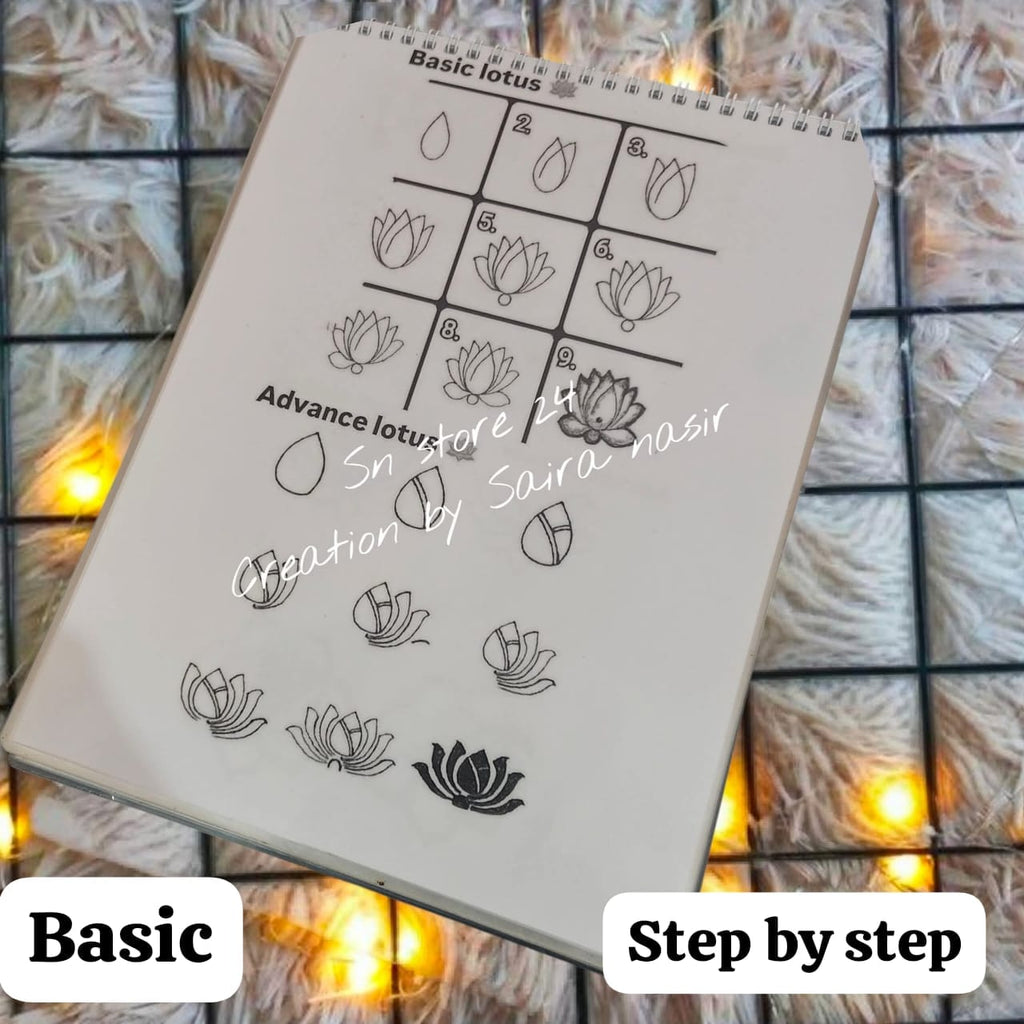 High Quality Reusable Mehndi Practice Book For Henna Practice With Free bareek cone - Mehndi Practice Books For Beginners | Henna Training Kit