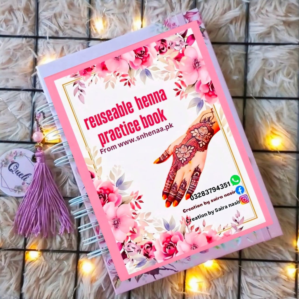 High Quality Reusable Mehndi Practice Book For Henna Practice With Free bareek cone - Mehndi Practice Books For Beginners | Henna Training Kit