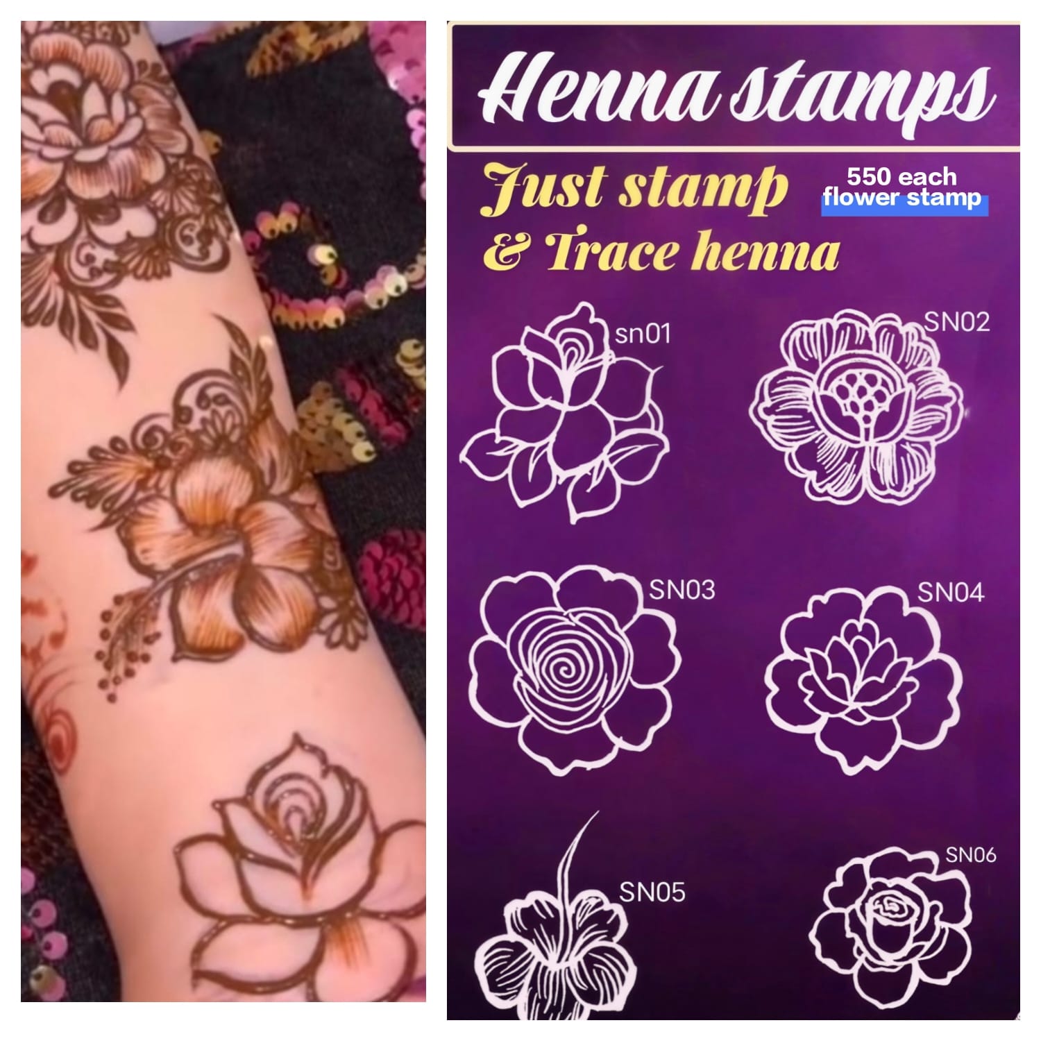 Henna Stamps Bunches | Stamp & Trace Henna Designs