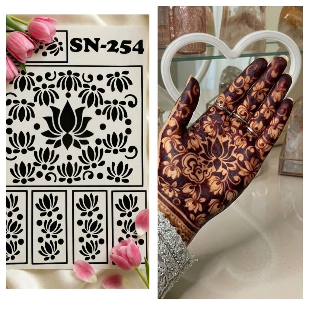 Most Viral Lotus MEHENDI STICKER / Henna stencils  SN-254