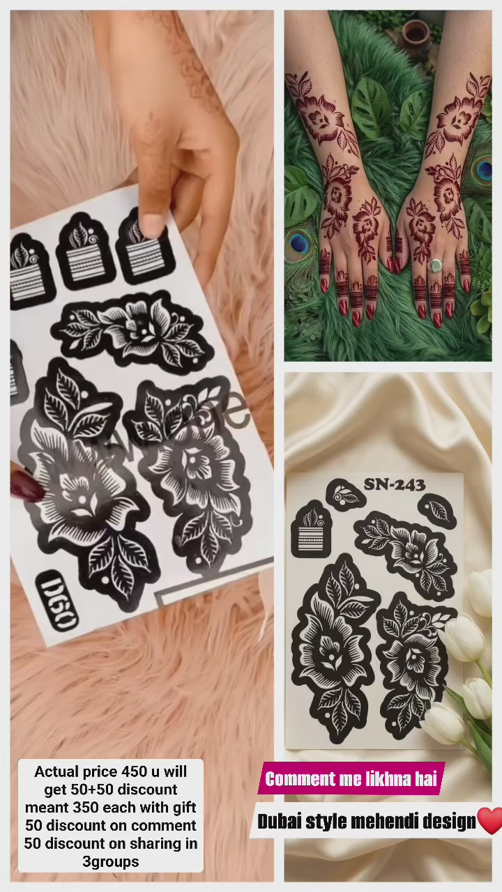 Title Most Viral MEHENDI STICKER 2026 / Henna stencils  SN-243