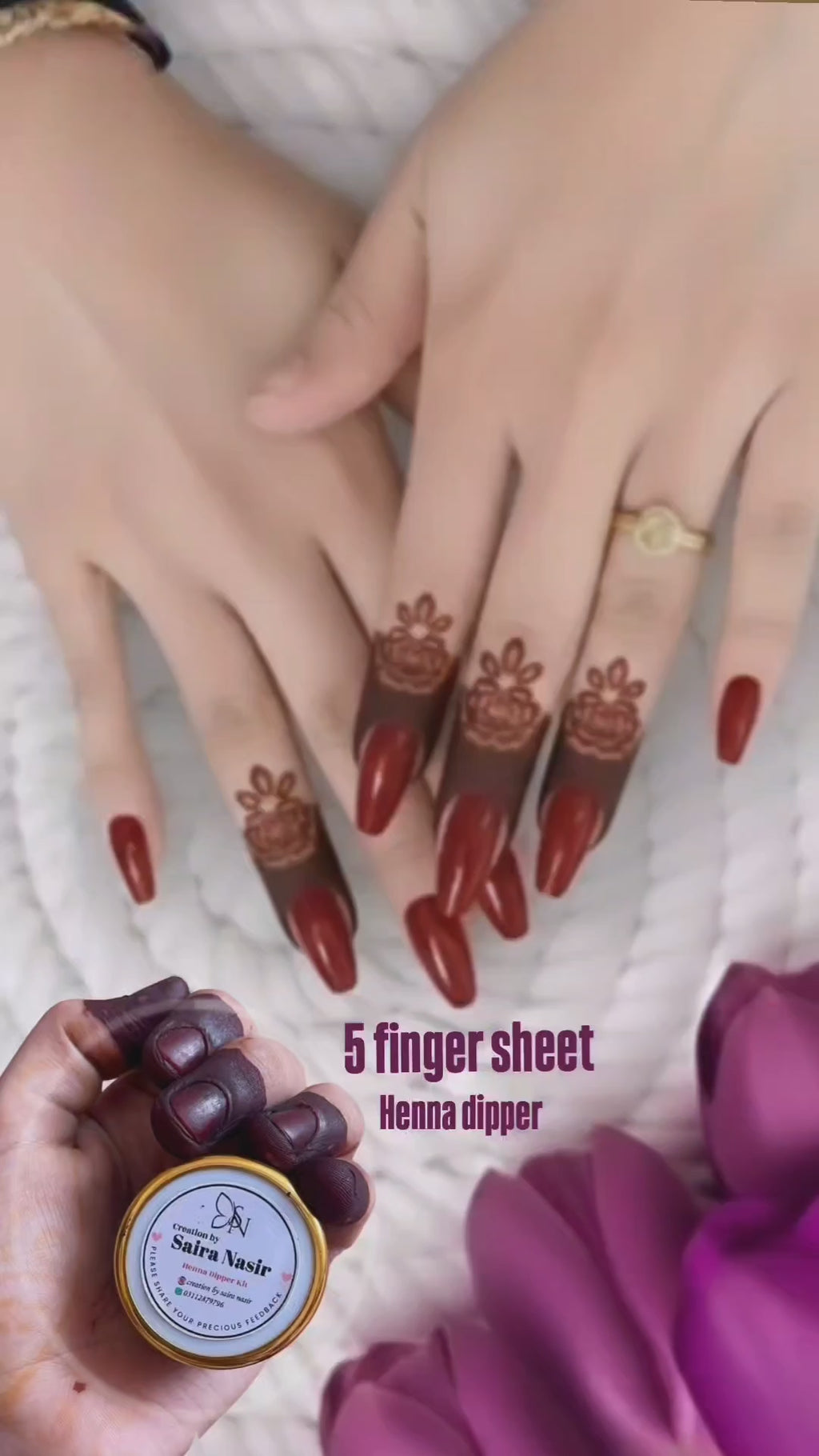 Henna stencils for finger + henna dipper for dipping fingers / best mehndi  for eid