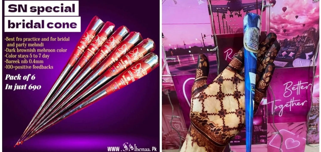 SN BRIDAL CONE /Karachi mehndi cone / bareek mehndi / brown mehndi (Pack of 12)