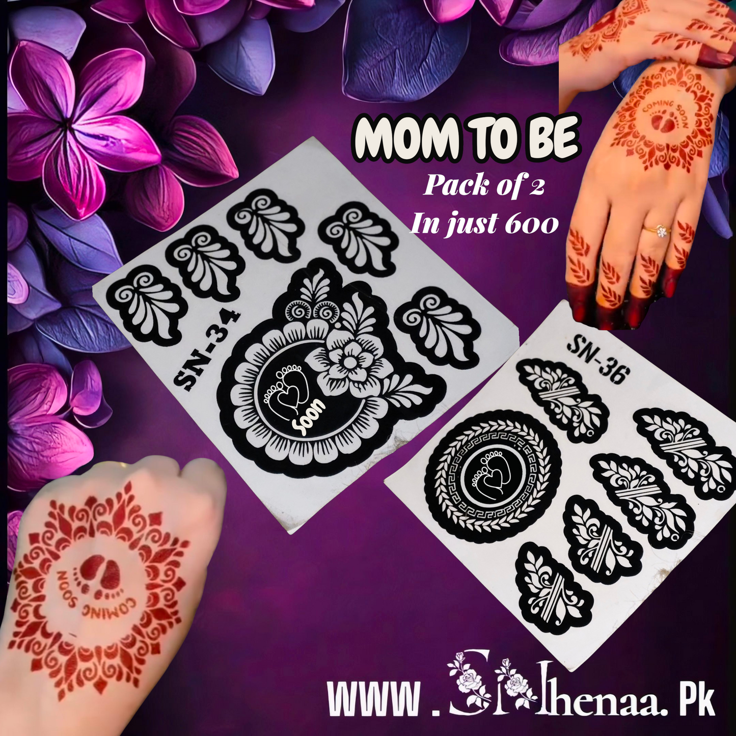 Mom to be henna stencils