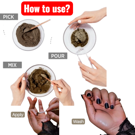 BLACK NAILS POWDER HALAL HENNA FOR LONG LASTING BLACK NAILS powder is enough for 20 nails.